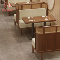 Canapé personnalisé pour café, restaurant rapide, café commercial, banquette de restaurant en bois, mobilier de restauration, ensemble table et chaises