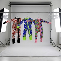 Combinaison bébé unisexe en bambou à imprimé floral à carreaux personnalisable, fermeture éclair bidirectionnelle, pyjama convertible pour enfants, idéal pour le printemps