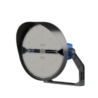 Projecteur LED rond à très haute luminosité, design bleu et noir, éclairage extérieur longue portée pour stades, aéroports, ports