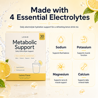 Poudre d'électrolytes hydratants : Quatre éléments essentiels (Sodium, Potassium, Magnésium, Calcium) pour le métabolisme et l'hydratation quotidiens des adultes