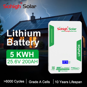 Batterie LiFePO4 <span class=keywords><strong>Sohigh</strong></span> à cycle profond, rechargeable, avec BMS, 25.6V 200Ah CAN pour système solaire - Product Image 1