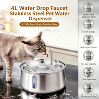Fontaine à eau automatique sans fil étanche pour animaux de compagnie, grande capacité 4L, distributeur d'eau en acier inoxydable pour chats et chiens