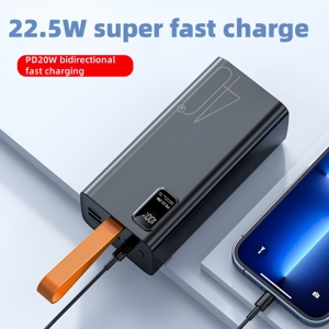 พาวเวอร์แบงค์ความจุสูง 40000mah 50000mah 60000mah ช่องเสียบ USB 4 ช่อง รองรับ PD20W ชาร์จเร็วแบบสองทิศทาง พร้อมสายคล้องคอ พกพาสะดวก - Product Image 5