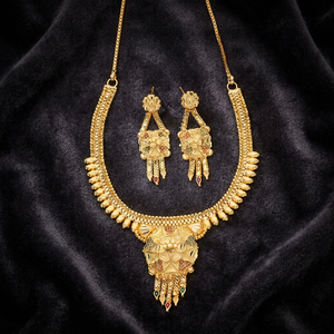 Juego de Collares de Latón Chapado en Oro de 14K, 18K y 24K al por Mayor, Juego de Joyería con Diseño Floral Tradicional, Joyería de Moda, Oro, Joyería - Product Image 2