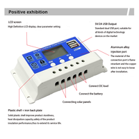 Contrôleur de charge de cellules solaires DC11.1V12.8V PWM noir de contrôleur solaire de réverbère 12V24V10A20A