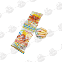 Vente en gros de mini-marshmallows halal aux saveurs de fruits, en forme de frites, sur bâtonnet coloré, bonbons moelleux