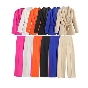 ZATRHMBM Blazer Naranja Chic de Moda para <span class=keywords><strong>Mujer</strong></span> 2023 con Cinturón Vintage de Manga Larga Tops de <span class=keywords><strong>Mujer</strong></span> - Product Image 6
