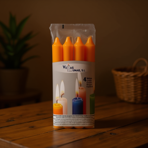 Ensemble de 4 bougies piliers en paraffine orange pour la décoration de la maison, lot de bougies artistiques orange - Product Image 3