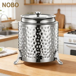 Attrezzatura per Catering, Pentola Elettrica per Zuppa in Acciaio Inox 10L con Motivo Martellato, Scaldavivande - Product Image 2