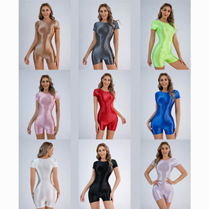 Combinaison de <span class=keywords><strong>bain</strong></span> une pièce brillante pour <span class=keywords><strong>femme</strong></span>, manches courtes, très élastique, soyeuse et lisse, pour le surf - Product Image 5