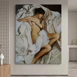 Wall Decoration Modern Nude Body Art Decor Paintings Pine Wood With Floater Frame Home 50*70 Cm For Living Room And Hotel