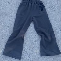 Pantalon décontracté pour homme, style streetwear américain hip-hop côte ouest, tricoté, taille mi-haute, double ceinture, avec broderie et appliqué lettres