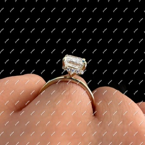 Meilleur Prix Bague de Mariage et de Fiançailles Unisexe de Luxe en Argent 925 Plaqué Or 14K, Coupe Rose, Certifiée IGI, Finition Designer, pour Usage Quotidien - Product Image 3