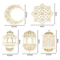 Décorations du Ramadan, ornements suspendus en bois, Eid Mubarak, décoration de la maison, lanterne en forme de lune et d'étoile découpée au laser, festival islamique, mosquée