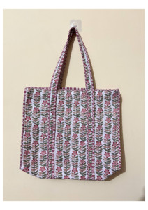 Bolso tote acolchado de algodón para mujer, con estampado floral personalizado, juego de bolsos de mercado, bolso de hombro, precio al por mayor - Product Image 2