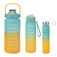 도매 3 개 세트 1800ml 750ml 300ml 그라데이션 플라스틱 물병 휴대용 젖빛 2L 플라스틱 물병
