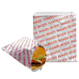 Custom Logo Printed Aluminum Foil Silver Greaseproof Bbq Cheeseburger Sacks Hot Dog Grease Resistance Food Bags Wrapper