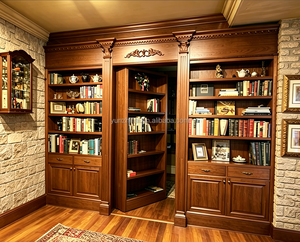 Porte dissimulée en bois sculpté de luxe <span class=keywords><strong>avec</strong></span> étagère intégrée, style personnalisé, rangement invisible pour livres - Product Image 4