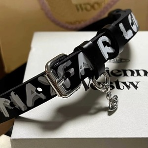 Gargantilla de Moda Estilo Empress Dowager Vivienne Punk con Letra 3D del Planeta Tierra, Zirconia, Cuerda de Cuero, Bañada en Metal y Cadena de Bambú - Product Image 3