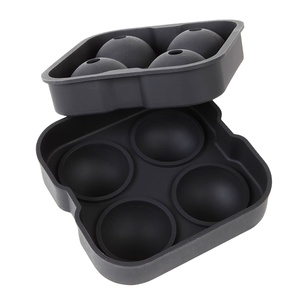 4,5cm 4-Fach Schwarze Runde Eiswürfelform aus Silikon für Cocktails und Bourbon - Product Image 2