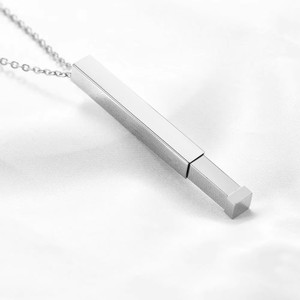 Collar con Colgante de Acero Inoxidable de 43 mm de Largo, Rectangular, Grabado con Láser, Nombre Personalizado, Joyería para Uso Diario, Regalo - Product Image 4