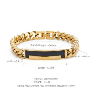 Bracelet pour homme en acier inoxydable 316L personnalisé, gravé, plaqué or 14k 18k, chaîne à maillons tendance pour homme - Product Image 6