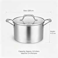 Casserole en acier inoxydable tri-couches avec couvercle en verre, compatible induction, grande capacité, passe au four, passe au lave-vaisselle, écologique, lot de 2
