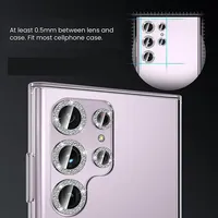 Protection d'objectif en verre pour caméra avec anneau métallique diamanté HD pour Samsung Galaxy S25 Ultra, compatible avec Samsung S45 Ultra S24 Plus