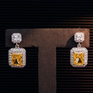 Bijoux en argent 925, boucles d'oreilles en zircon de luxe 2023, ensemble de bijoux en zircon pour femmes, zircon CZ, strass, boucles d'oreilles pour femmes - Product Image 6