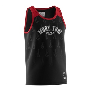 Vêtements de sport décontractés en sublimation pour la boxe thaïlandaise, uniforme de compétition, t-shirt noir, gilet d'entraînement – Vente en gros - Product Image 3
