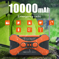 10000mAh Acil Durum Radyosu Güneş Enerjili El Kranklı Radyo Taşınabilir AM/FM/NOAA Hava Durumu Radyosu Ekranlı Cep Telefonu Şarj Cihazı LED El Feneri