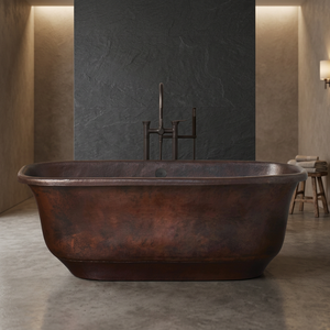 Bañera de Cobre Martillado, Estilo Vintage, Elegante y Lujosa, Hecha a Mano, Ovalada, Personalizable, Ecológica, Portátil y Duradera - Product Image 3