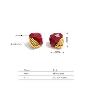 <span class=keywords><strong>Boucles</strong></span> <span class=keywords><strong>d</strong></span>'<span class=keywords><strong>oreilles</strong></span> clous géométriques carrées en résine Mchic 113, texture métallique en acier inoxydable, bijoux de mode patchwork - Product Image 2