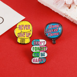 Sming Pins N'oubliez pas d'être heureux Épingle <span class=keywords><strong>en</strong></span> émail Niver Abandonnez l'insigne de revers Gant de boxe têtu Broche <span class=keywords><strong>en</strong></span> alliage - Product Image 4