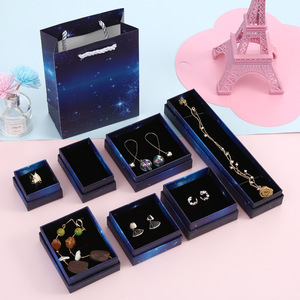 Cliente azul cielo estrellado cielo Ins Oem caja de regalo de papel anillo de joyería embalaje de caja pequeña pulsera - Product Image 2