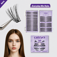 Cils artificiels Deborah Original Design Viral 30D effet œil de chat, noirs, en coton, volume bouclé, faciles à poser pour débutantes, personnalisables