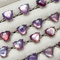 Vente en gros de bagues de bijoux en cristal bagues de pierres précieuses violet mica quartz clair aigue-marine améthyste bagues de pierre de lune pour les cadeaux d'amour