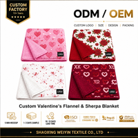 Manta de Felpa Personalizada al por Mayor para San Valentín, de Franela y Sherpa, con Estampado y Logotipo, Embalaje para Programas de Marca Minorista