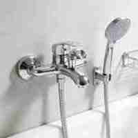 Robinet de douche mural moderne en alliage de zinc poli avec cartouche céramique, mitigeur monocommande eau chaude et froide