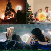 Usine pas cher 3D imprimé lune lampe colorée tactile USB LED veilleuse rechargeable veilleuse pour la décoration intérieure cadeau créatif