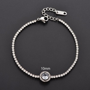 Pulsera de tenis de acero inoxidable brillante de 2 mm con circonita cúbica para mujer, cadena de mano con dijes de diamantes de imitación, brazalete de cristal, joyería metálica - Product Image 4