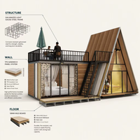 Villa moderne de luxe à ossature A, à faible hauteur, isolée thermiquement, modulaire, préfabriquée, petite maison triangulaire, appartement, ferme, salon