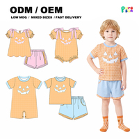 Puresun Ensemble Halloween pour bébé garçon : Chemise à carreaux orange et short, tenue citrouille pour tout-petit