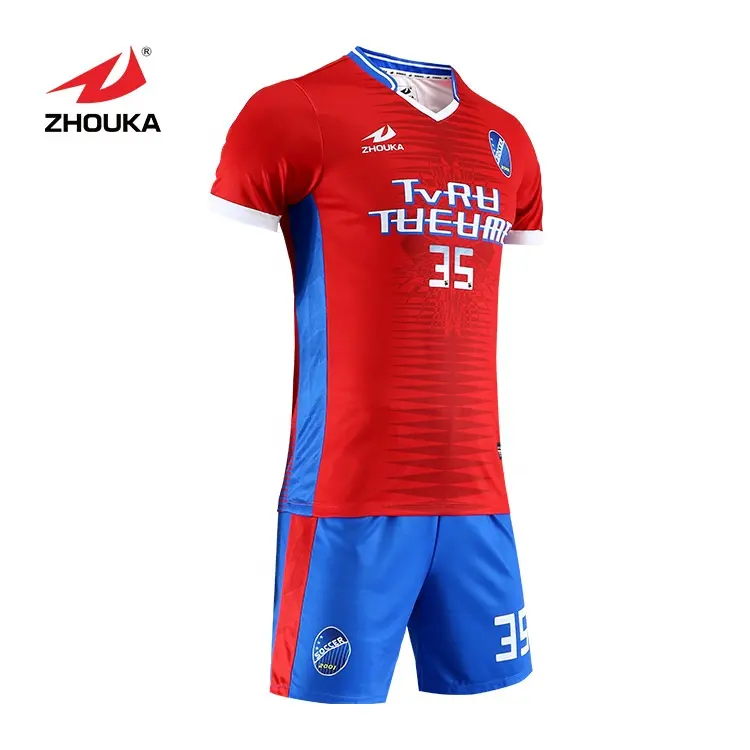custom made red full sublimated futsal with number soccer jerseys