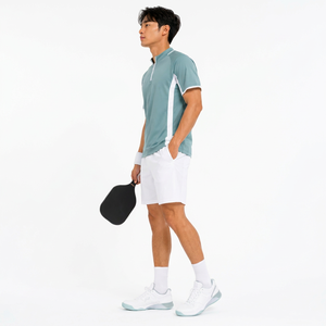 Pickleball Performance <b>Shirt</b> and Shorts Set Unisex Moisture Wicking Quick Dry Sportswear White and Teal Short Sleeve Regular Fit - Product Image 2
