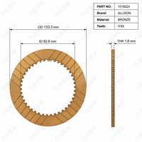Disque d'embrayage à friction en bronze pour transmission ALLISON haute performance 1018224, 133,3 mm, IT45, dents internes cb9