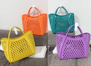 Sac à gelée en silicone Sac à main écologique Sac <span class=keywords><strong>de</strong></span> plage en PVC Panier à provisions creux pour <span class=keywords><strong>légumes</strong></span> et pique-nique Panier <span class=keywords><strong>de</strong></span> bain à la mode - Product Image 6