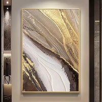 Lienzo moderno arte de la pared decoración obra de arte hecha a mano abstracta dorada y gris pintura al óleo abstracta hecha a mano