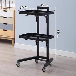 2 Tier Metal Rolling Cart Stainless Steel Salon Tray with Wheels <b>Foldable</b> Utility Carts Folding Salon Tray <b>Trolley</b> - Product Image 4