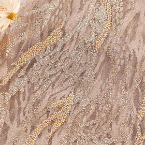 Tùy Chỉnh Bông Polyester 3Mm Sequin Vải Ren Vải Tuyn Cô Dâu Nhung Thêu Mô Hình Hạt Vải - Product Image 1